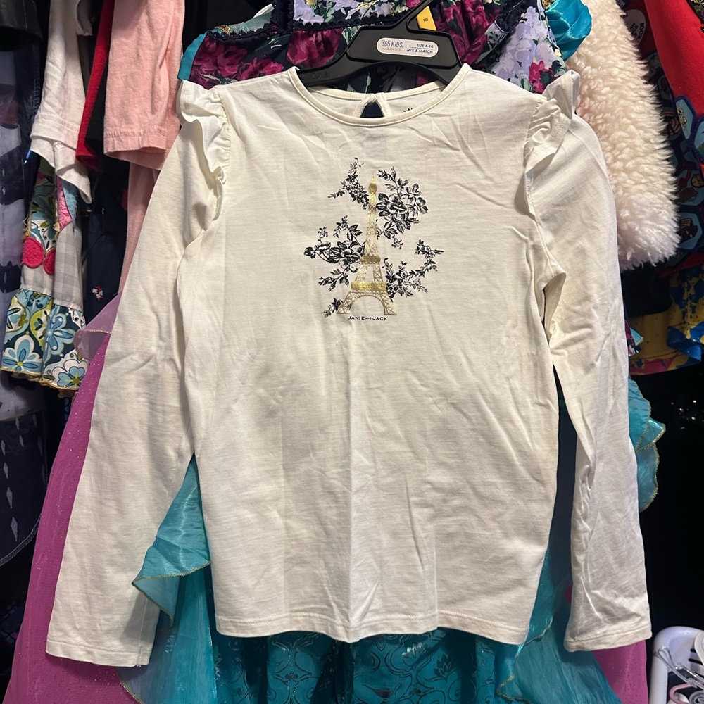 Cream Kids Shirt with Black Floral Design